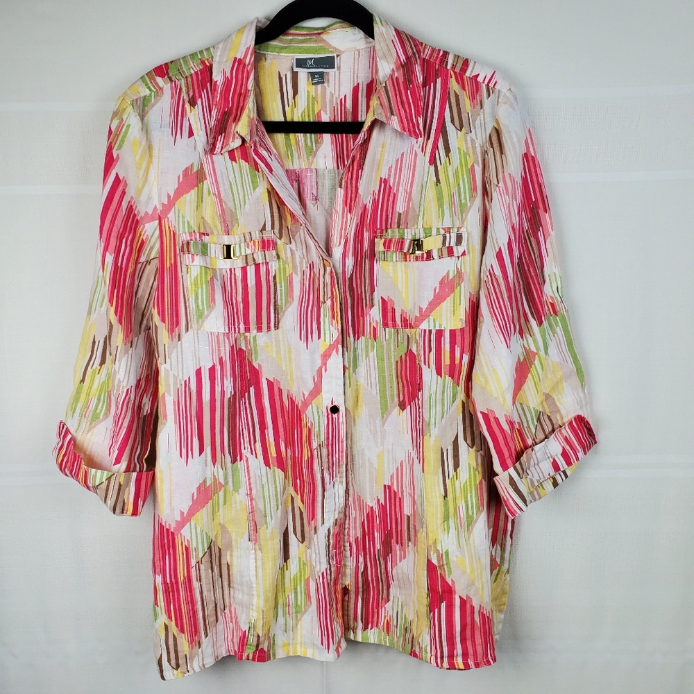 JM Collection 100% linen button up tunic 16